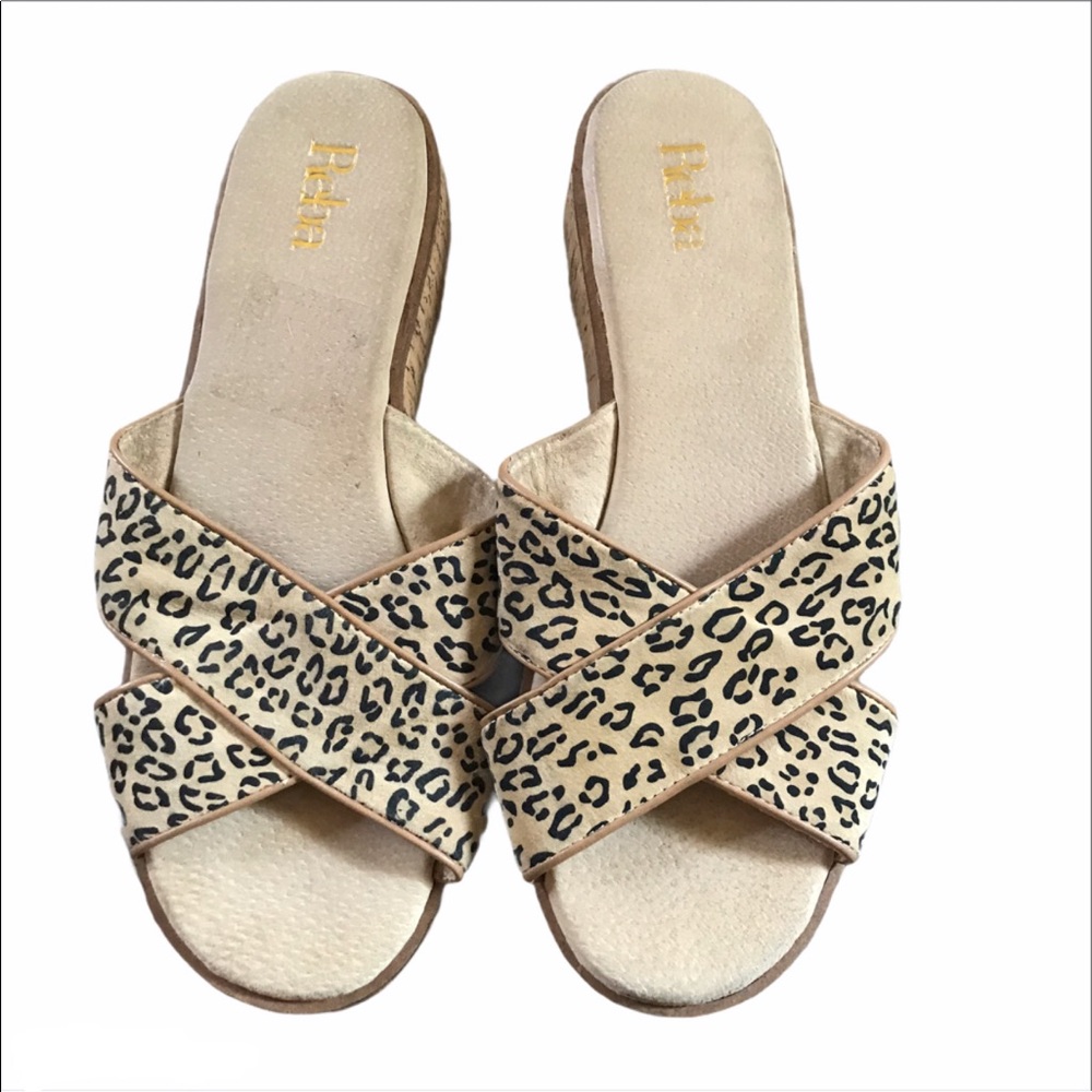 Reba Payden Leopard Print Cross Band Slides - image 1